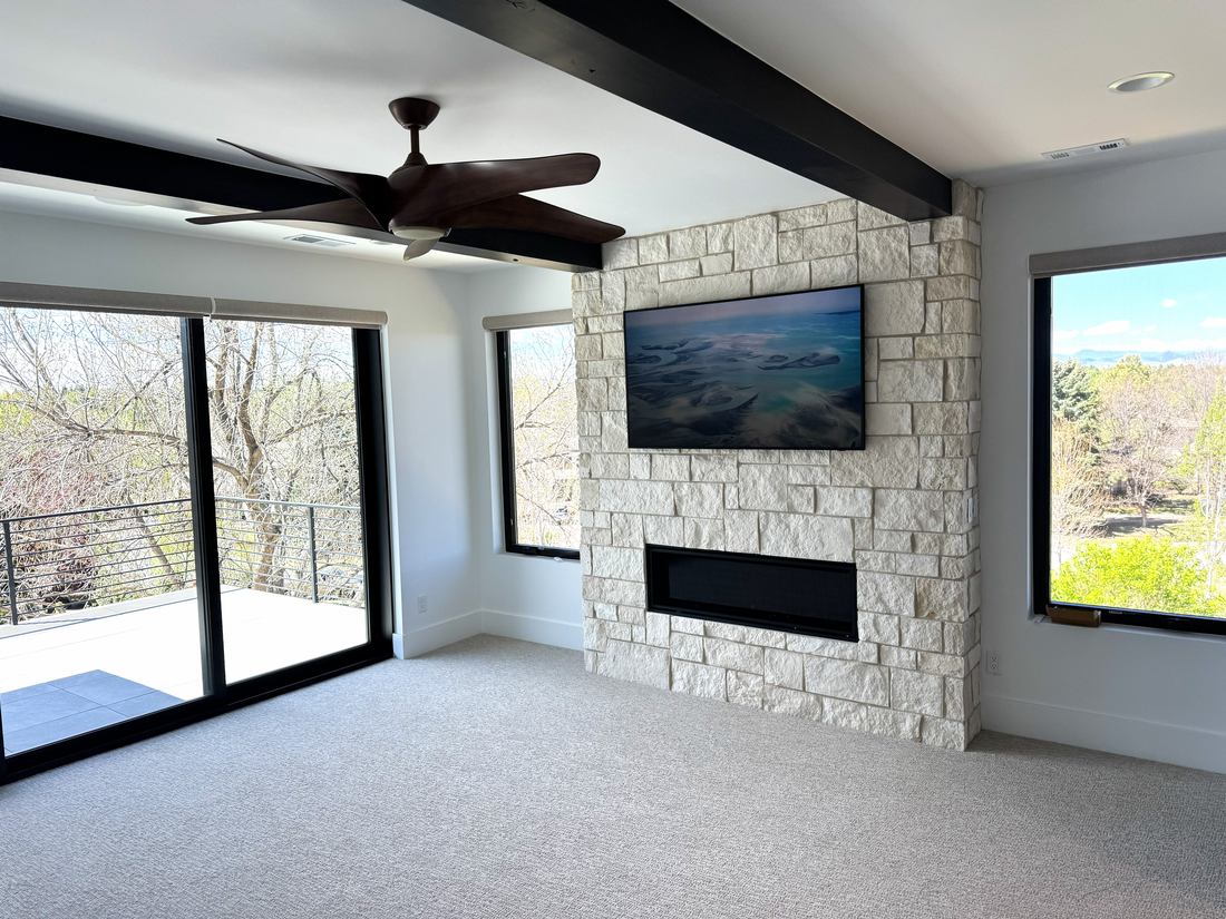 Living room with mountain views